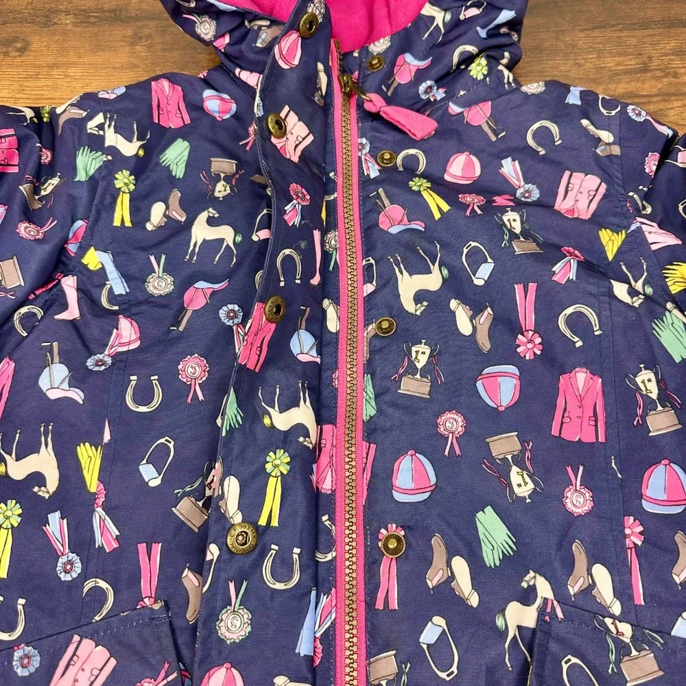 Joules Girls JNR Kirstie Fleece-Lined Coat Jacket 6Y 116 cm Horse Navy Pink - Picture 6 of 13